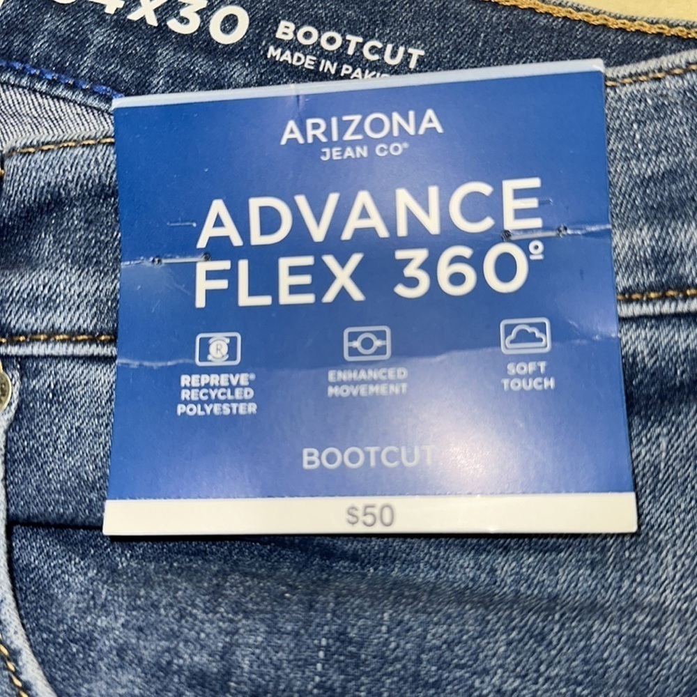 Arizona Jean Co Bootcut Advance Flex 360 Denim Five Pocket Jean Indigo 34/30 NWT - Picture 5 of 8